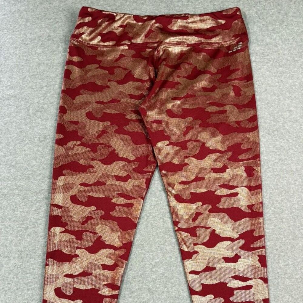 BCG Women’s Athletic Leggings Red Gold Camo Print Workout Pants